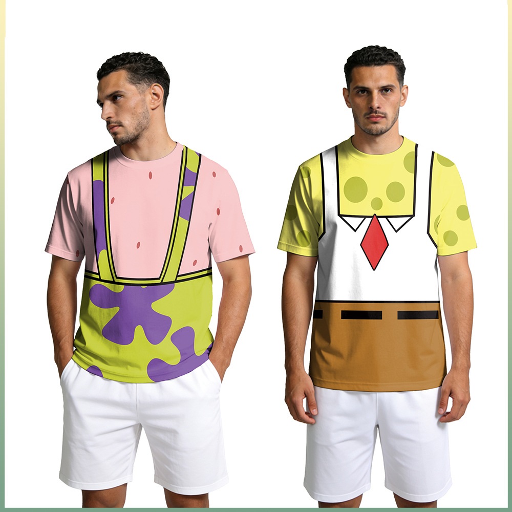 スポンジ＆パトリック・スター コスプレ Tシャツ - ハロウ - Tee Graphic Print のレビューと価格