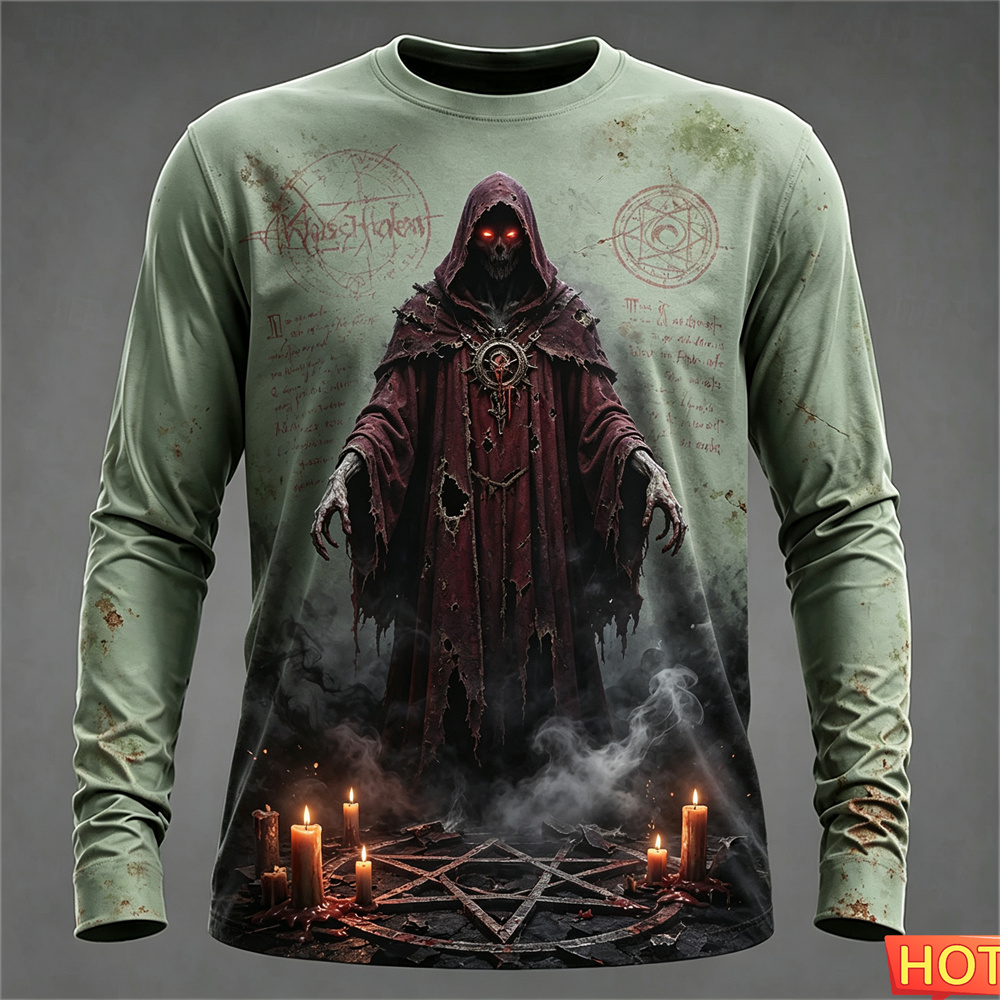秋冬メンズ長袖Tシャツ ハロウィン 3Dサムライ ストリート - Tee Graphic Print のレビューと価格